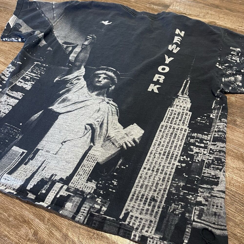 VTG 1990s New York T-Shirt Mens XL Full Print Statue of Liberty AOP Wraparound